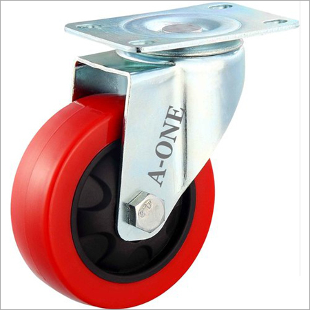 PU Wheels - Polyurethane Material, 2"-8" Sizes , Red Color, Zinc Plated Finish, Nylon Fixtures, Noise Reduction Features  