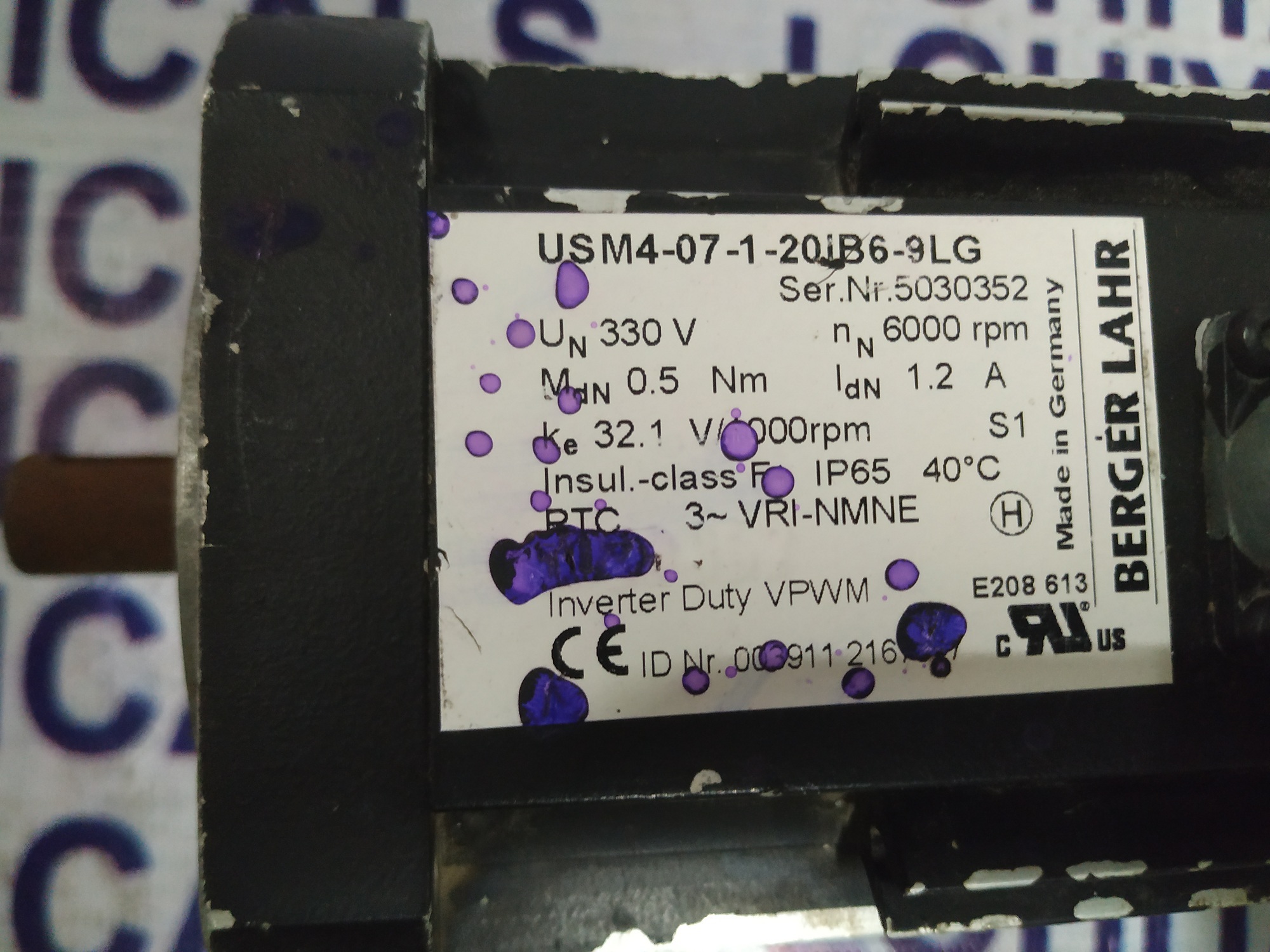 Berger Lahr Servo Motor Usm4-07-1-20ib6-9lg