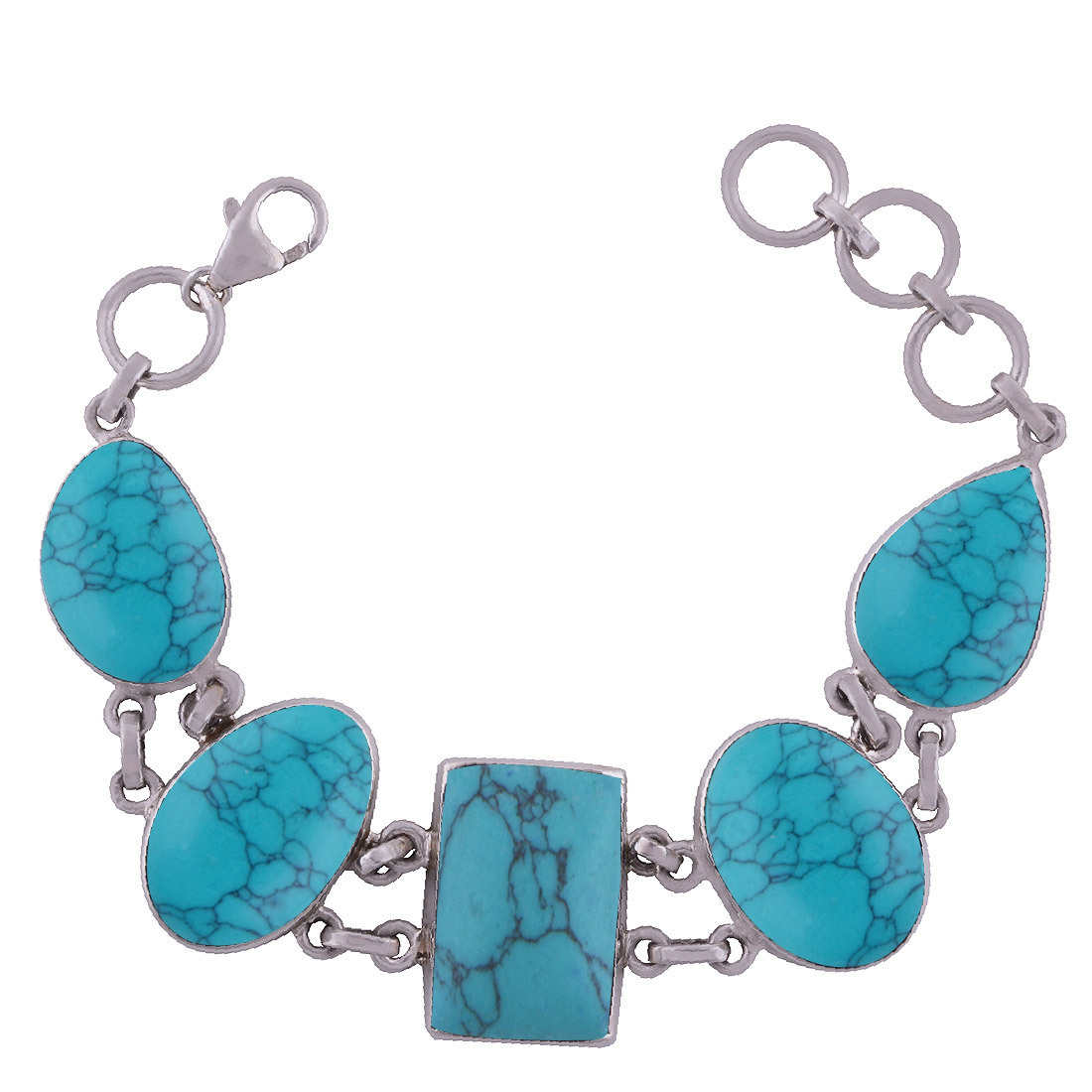 Rainbow Natural Gemstone 925 Sterling Solid Silver Irregular Cabochon Handmade Bracelet Diameter: Length:8 Inch X Width:24 Mm Inch (In)