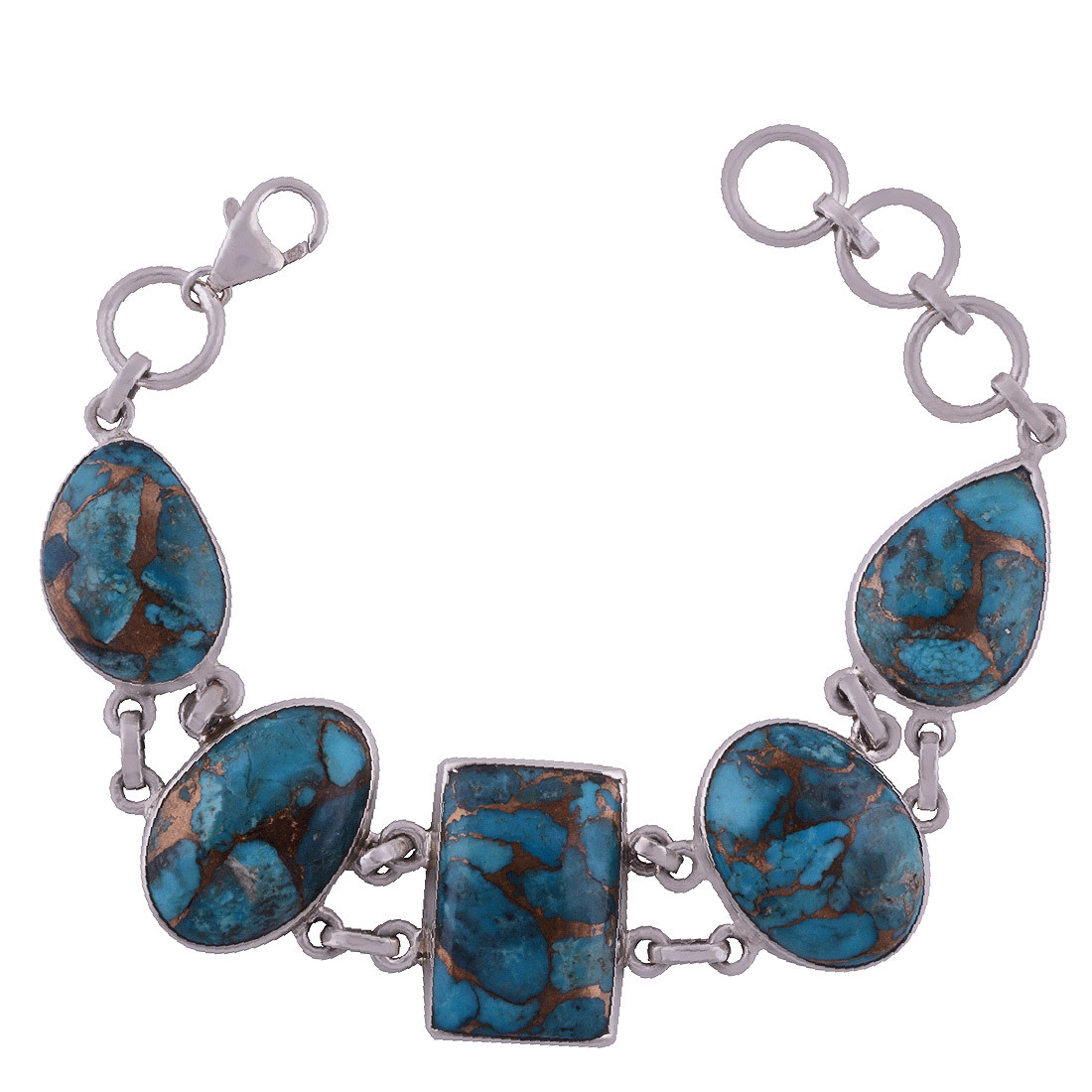 Rainbow Natural Gemstone 925 Sterling Solid Silver Irregular Cabochon Handmade Bracelet Diameter: Length:8 Inch X Width:24 Mm Inch (In)