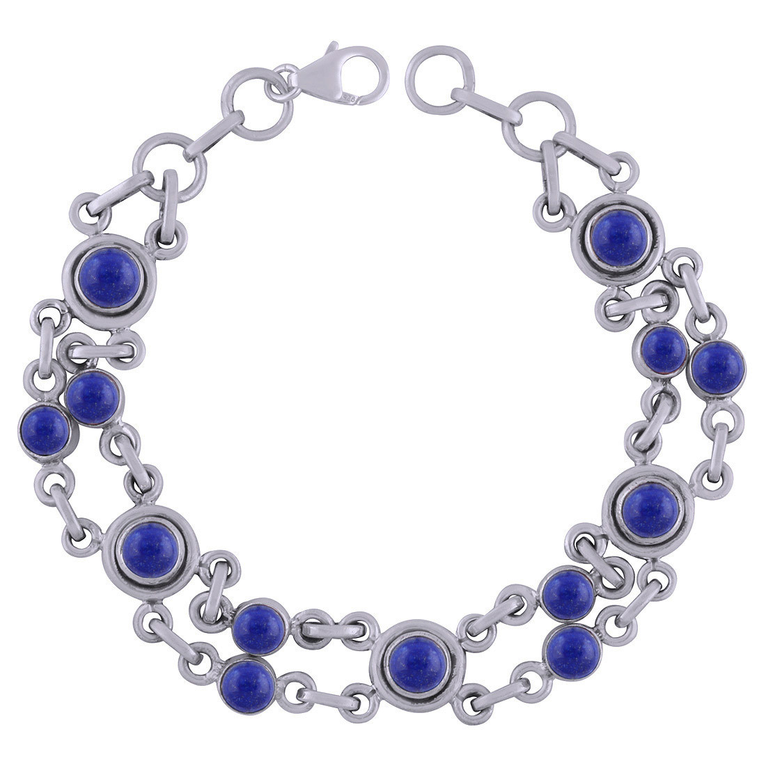 Garnet Natural Gemstone 925 Sterling Solid Silver Round Cabochon Handmade Bracelet Diameter: Length:8 Inch X Width:12 Mm Inch (In)