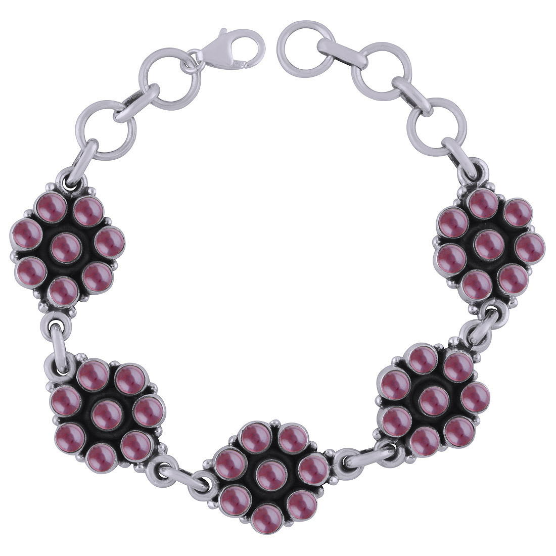 Rainbow Natural Gemstone 925 Sterling Solid Silver Round Cabochon Handmade Bracelet Diameter: Length:8 Inch X Width:16 Mm Inch (In)