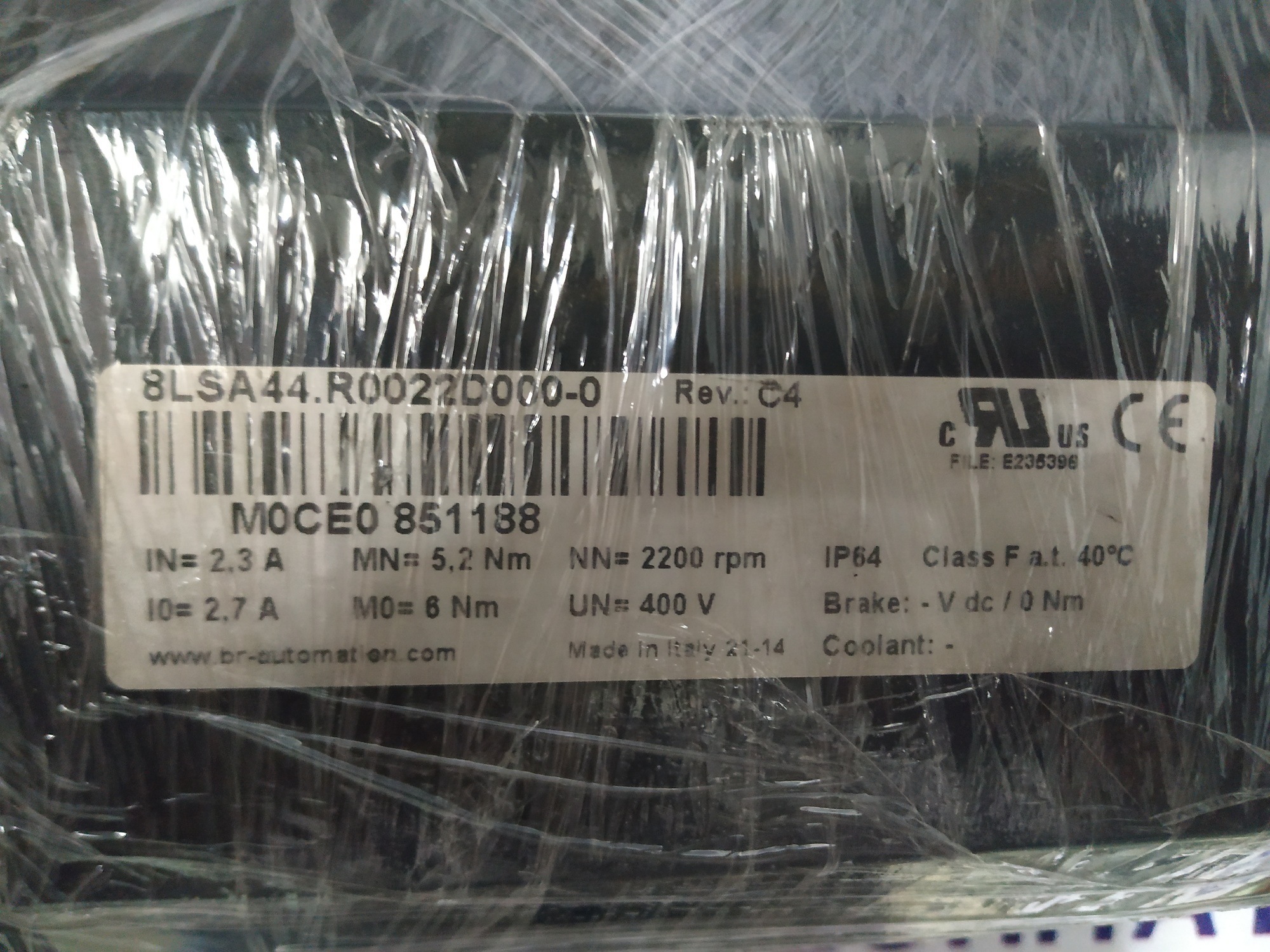 B&r Servo Motor 8lsa44.r0022d000-0