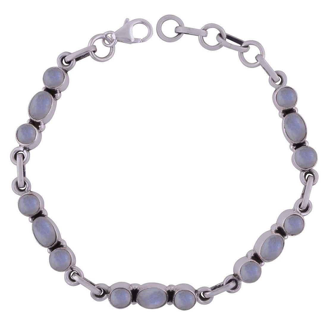 Garnet Natural Gemstone 925 Sterling Solid Silver Round/oval Cabochon Handmade Bracelet Diameter: Length:8.5 Inch X Width:6 Mm Inch (In)