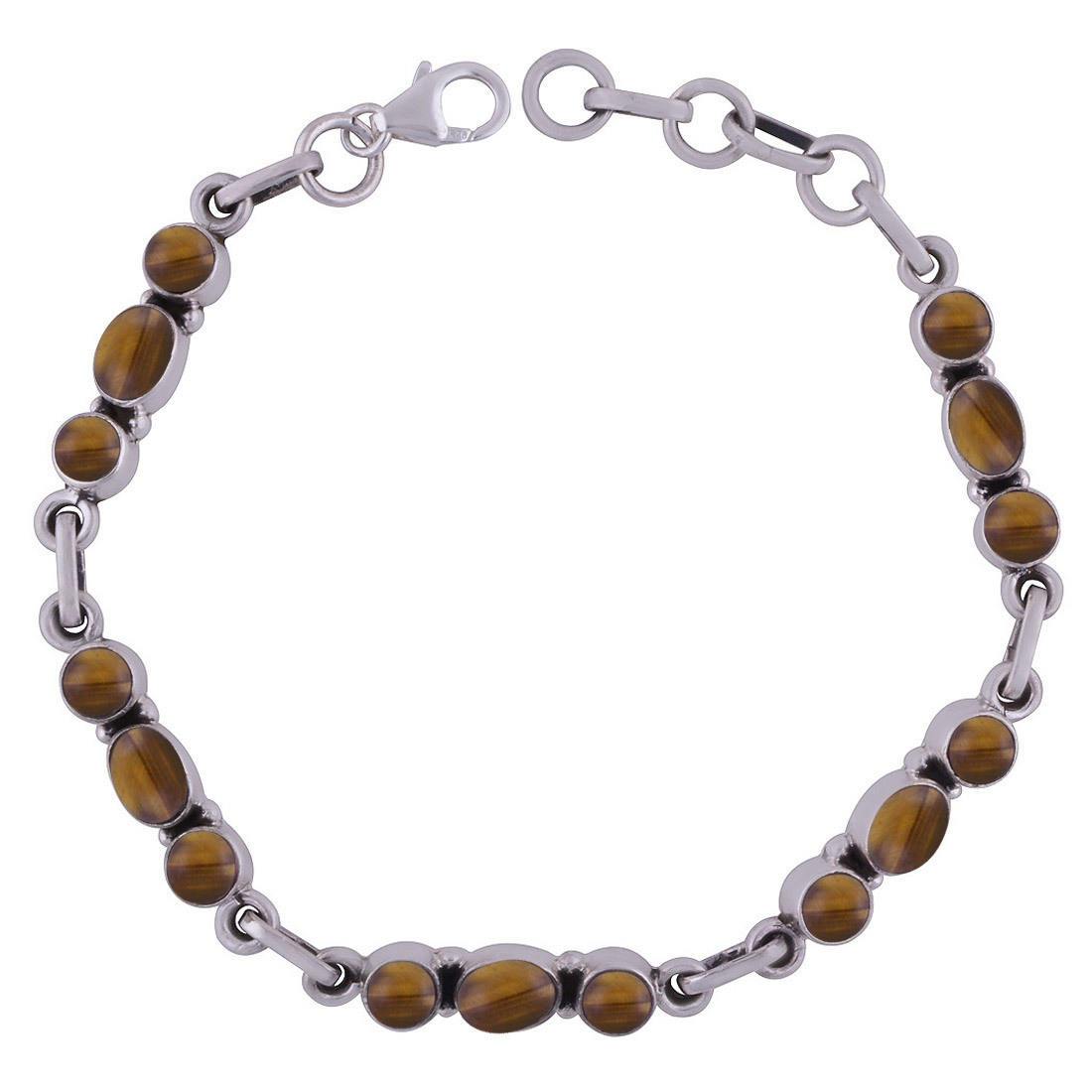 Garnet Natural Gemstone 925 Sterling Solid Silver Round/oval Cabochon Handmade Bracelet Diameter: Length:8.5 Inch X Width:6 Mm Inch (In)