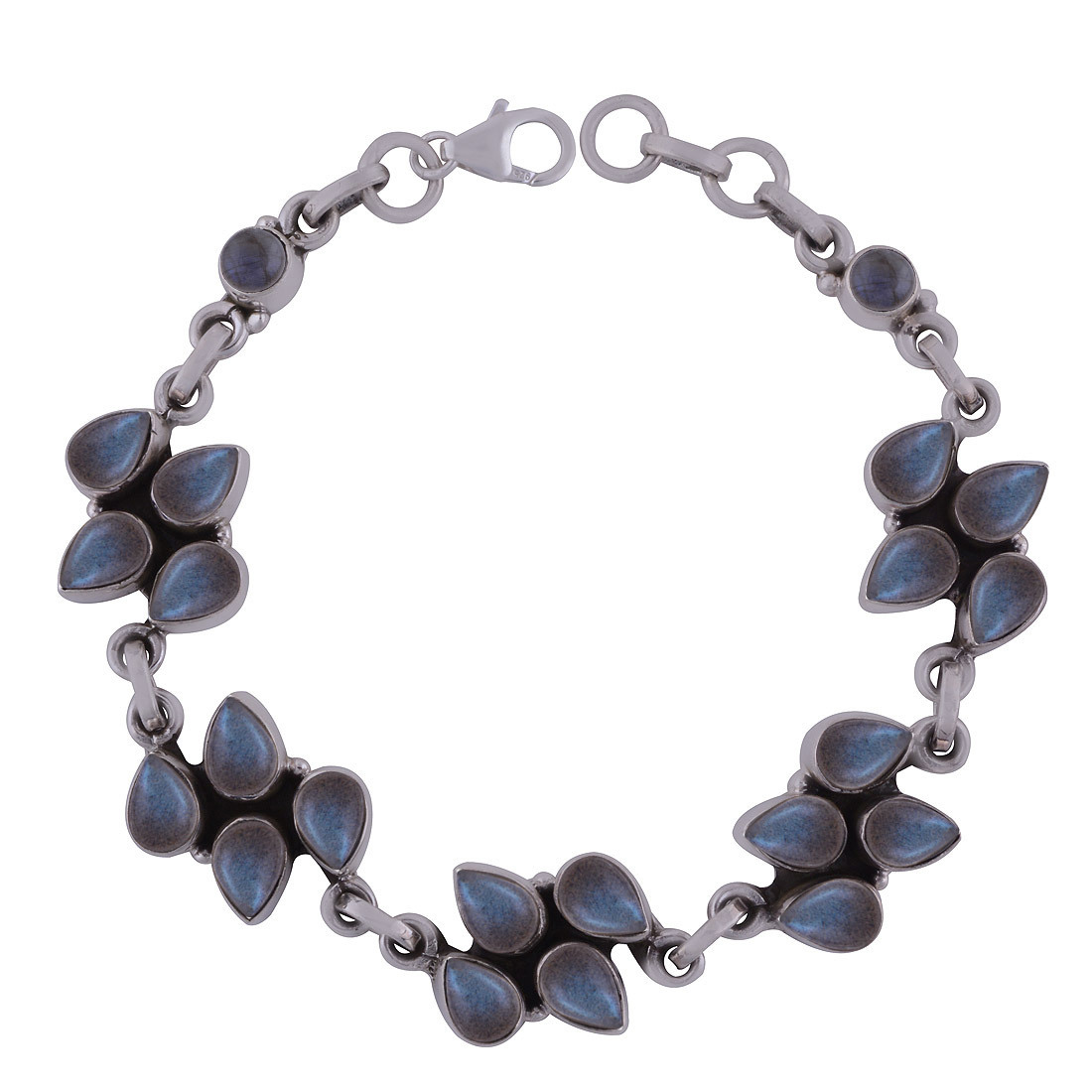 Black Onyx Natural Gemstone 925 Sterling Solid Silver Round Cabochon Handmade Bracelet Diameter: Length:8.5 Inch X Width:14 Mm Inch (In)