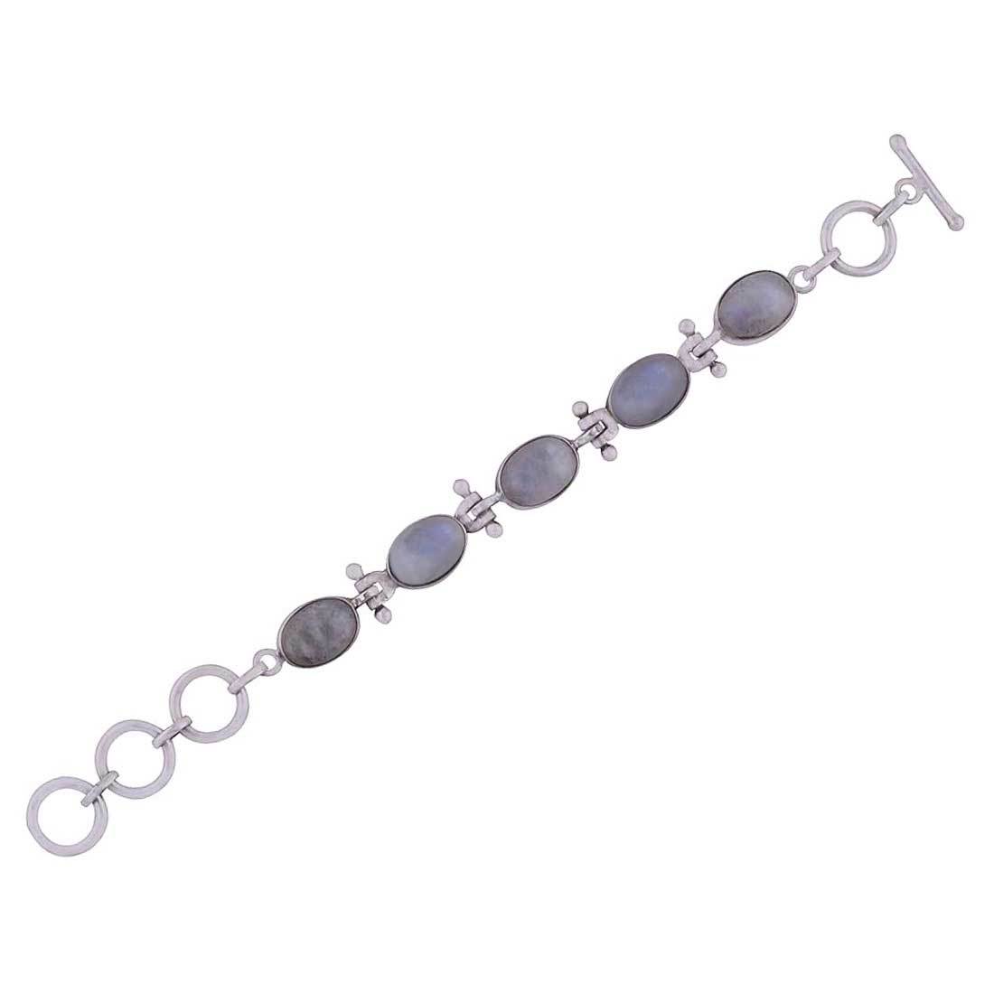 Multiple Natural Gemstone Bracelet - 925 Sterling Silver, 7.5 Inch Length X 10 Mm Width, Handmade Fashion Jewelry For Anniversary, Engagement, Gift, Party, Wedding