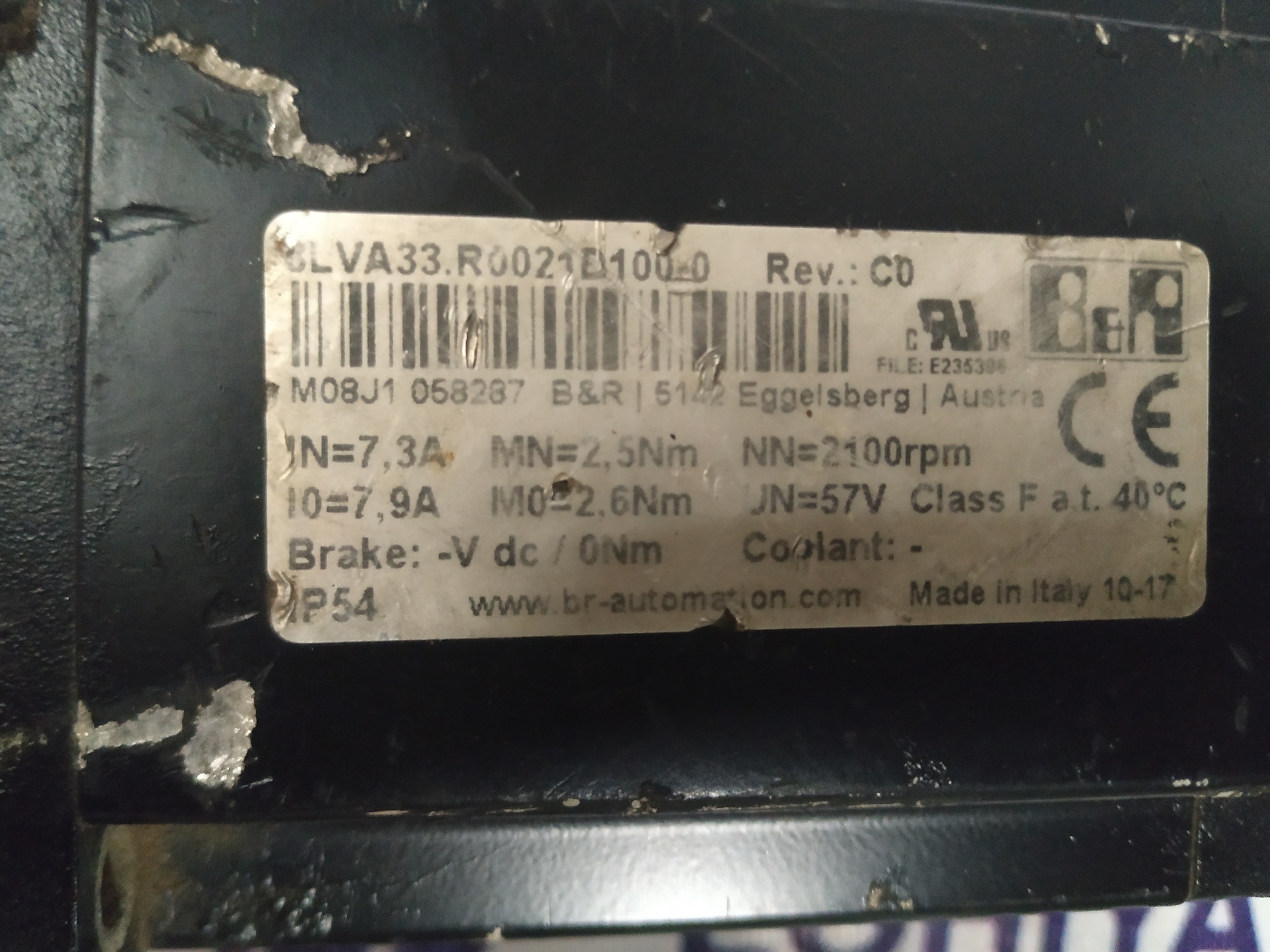 B&r Servo Motor 8lva33.r0021d100-0