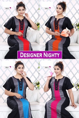 Cotton Designer Nighty Daily Wear Catalogue - Cotton, Free Size, Printed Pattern, Short Sleeves | Dry Clean, Quick Dry, Washable, All Season