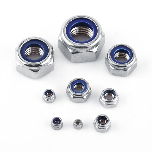 Nylock Nuts - Mild Steel, M3-m48 Size, Silver Color | Self-locking Fastener, Hex Head, Din 982/985 Standard, Vibration Absorption
