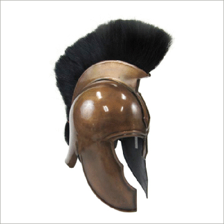 ब्लैक प्लम के साथ डार्क कॉपर एंटीक मूवी ट्रॉय आर्मर हेलमेट