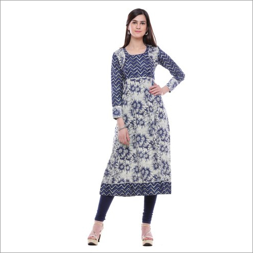 Blue Ladies Indigo Printed Anarkali Kurti