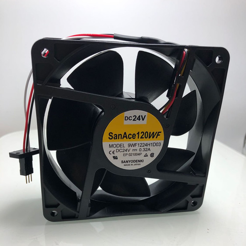 SAN ACE 120WF 9WF1224H1D03(0.32A) - 120x120x38mm DC24V Cooling Fan | 0.32A Motor Power, Maintenance-Free Double Ball Bearing, 46dB Noise Level
