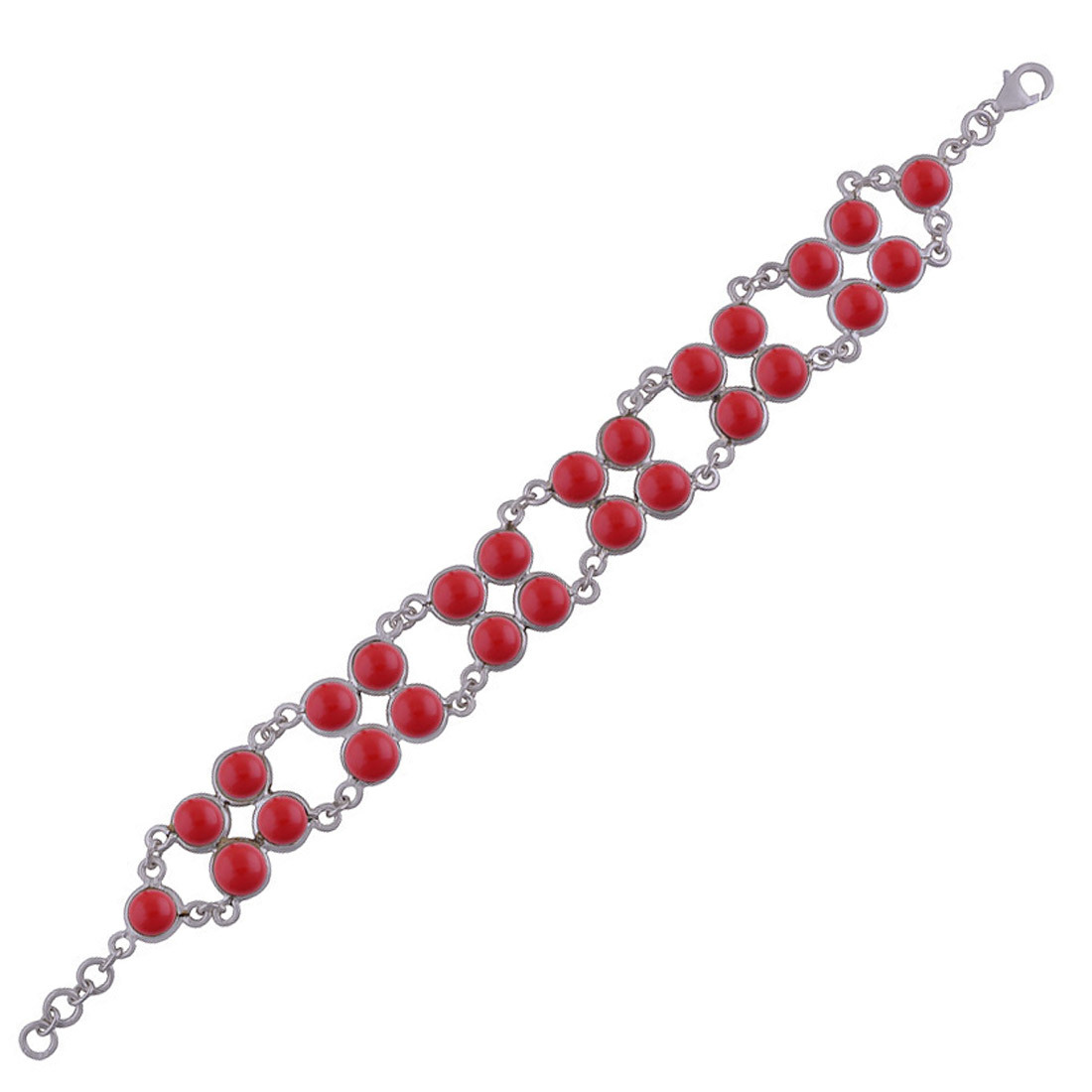 Rainbow Natural Gemstone 925 Sterling Solid Silver Round Cabochon Handmade Bracelet Diameter: Length:7.5 Inch X Width:18 Mm Inch (In)