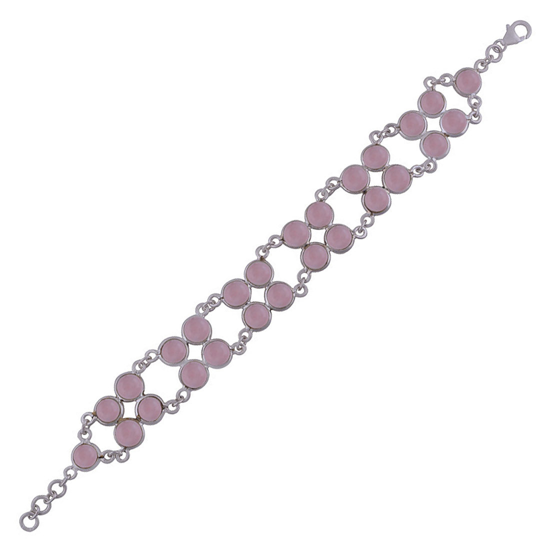 Rainbow Natural Gemstone 925 Sterling Solid Silver Round Cabochon Handmade Bracelet Diameter: Length:7.5 Inch X Width:18 Mm Inch (In)