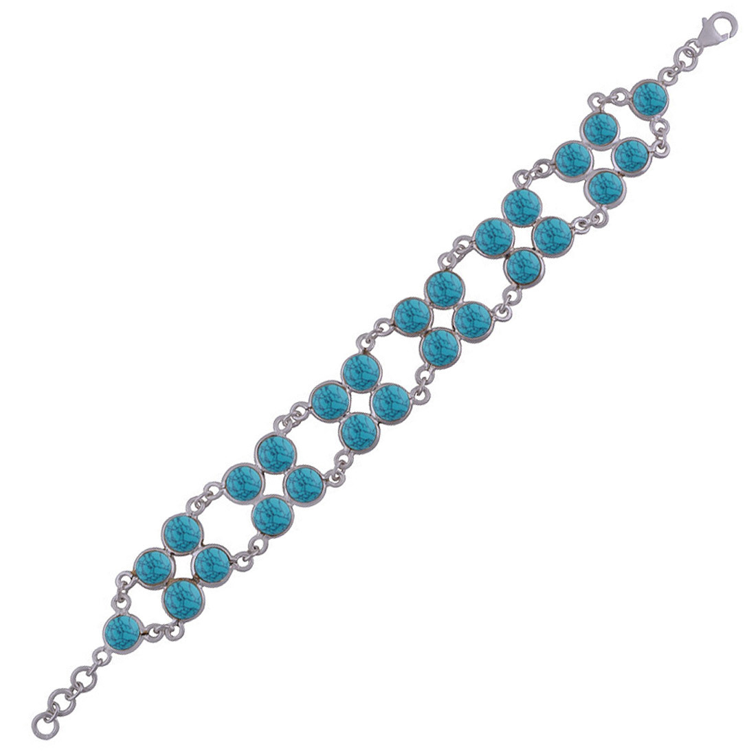 Rainbow Natural Gemstone 925 Sterling Solid Silver Round Cabochon Handmade Bracelet Diameter: Length:7.5 Inch X Width:18 Mm Inch (In)