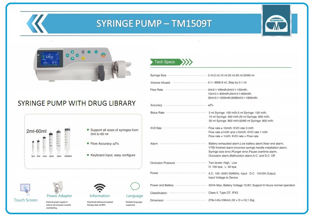 Syringe Pump With Drug Library Color Code: White