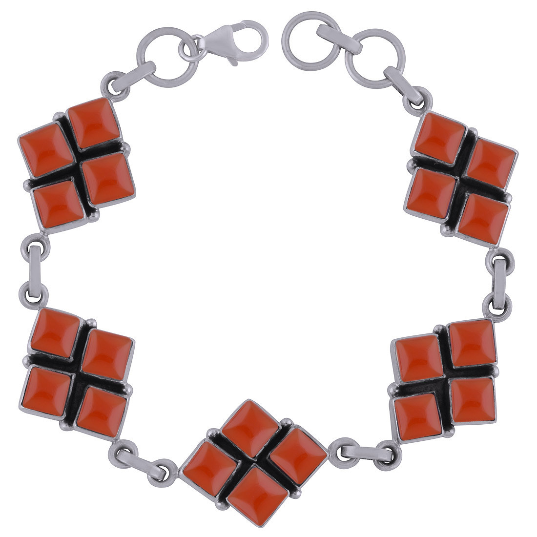 Amethyst/rainbow/garnet Natural Gemstone 925 Sterling Solid Silver Square Cabochon Handmade Bracelet Diameter: Length:8 Inch X Width:18 Mm Inch (In)