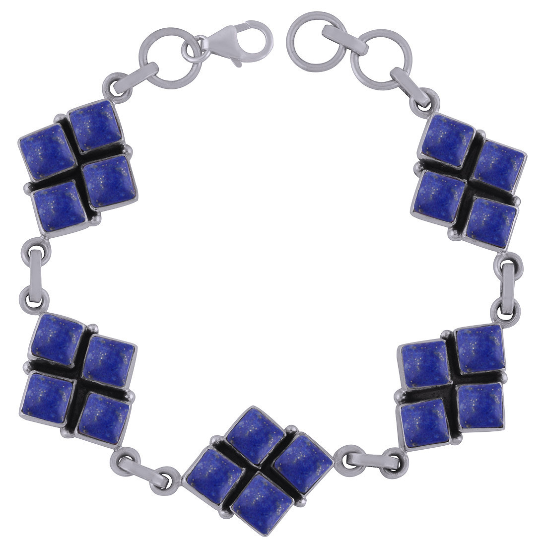 Amethyst/rainbow/garnet Natural Gemstone 925 Sterling Solid Silver Square Cabochon Handmade Bracelet Diameter: Length:8 Inch X Width:18 Mm Inch (In)