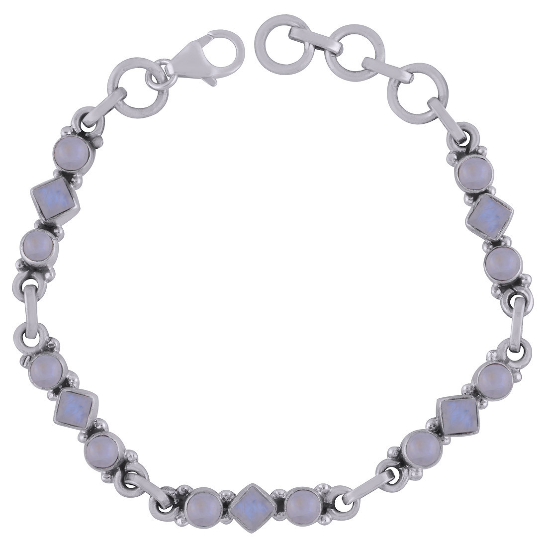 Amethyst Natural Gemstone 925 Sterling Solid Silver Round/square Cabochon Handmade Bracelet Diameter: Length:7.5 Inch X Width:6 Mm Inch (In)