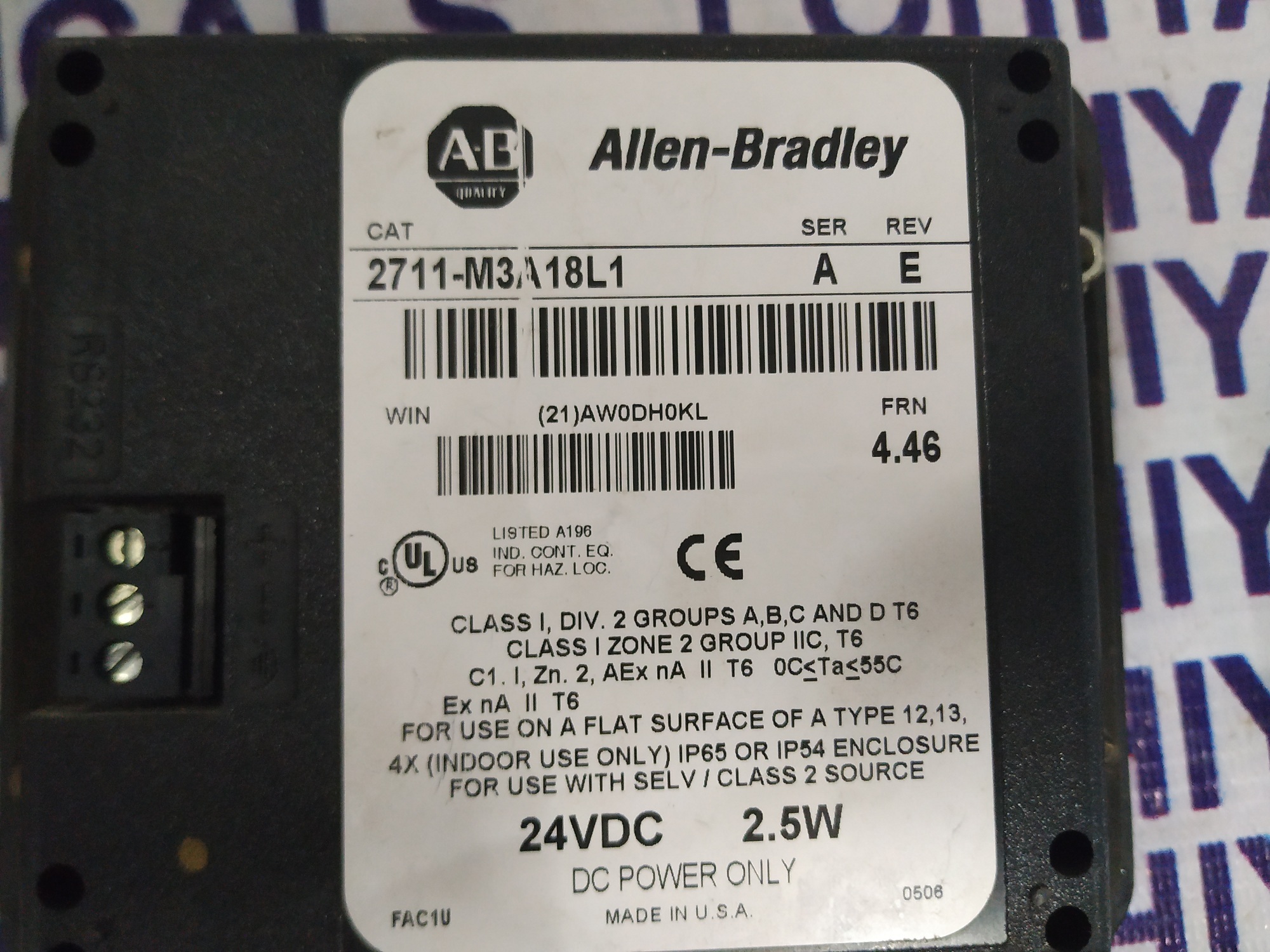 Allen Bradley Hmi 2711-m3a 18l1