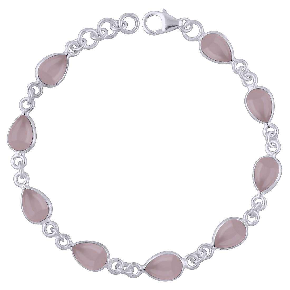 Tiger Eye Natural Gemstone 925 Sterling Solid Silver Pear Cabochon Handmade Bracelet Diameter: Length:8 Inch X Width:7 Mm Inch (In)