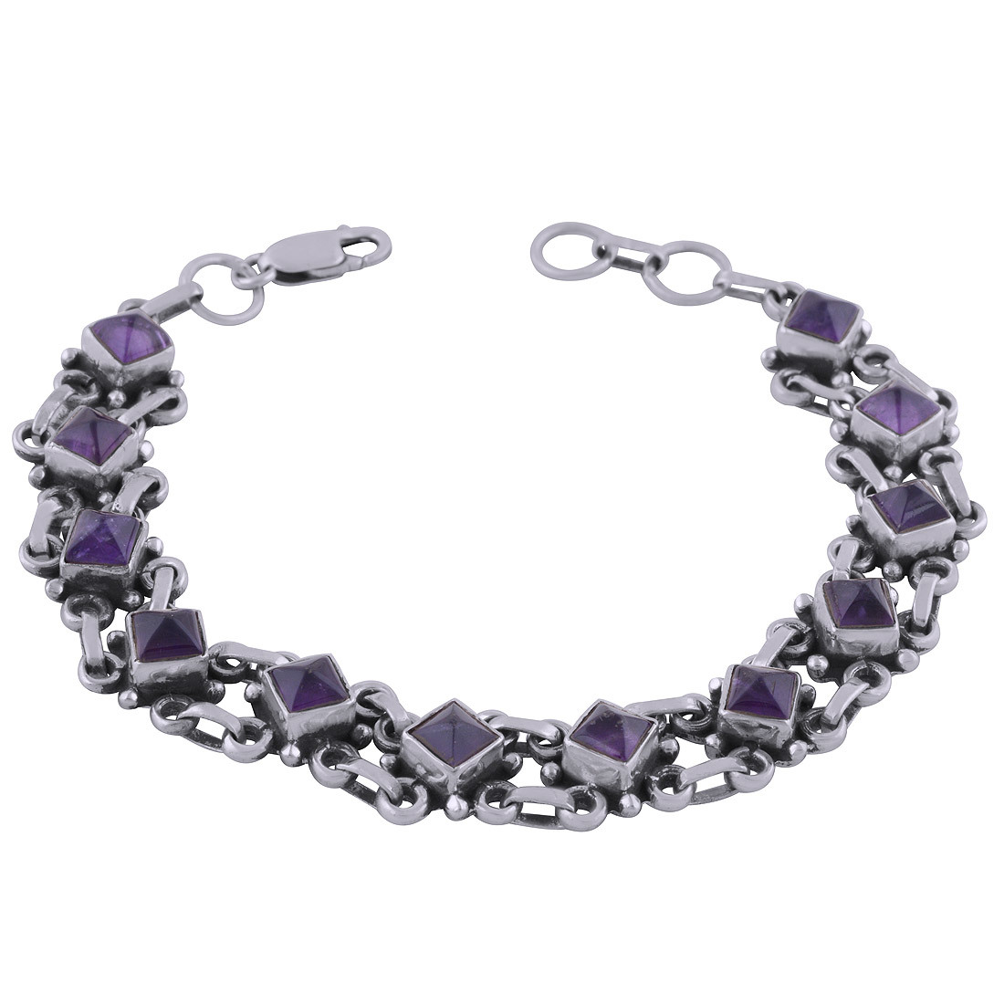 Amethyst Natural Gemstone Bracelet - 925 Sterling Silver, 8 Inch Length X 11 Mm Width, Handmade Fashion Accessory For Men, Women, And Children, Classic Style, Perfect For Anniversary And Wedding Gifts
