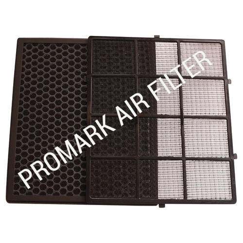 Activated Carbon Filter - Stainless Steel 2x2 Feet Pleated Panel Filter Self Supporting Activated Carbon Textile Media Square Shape Aluminum Mesh