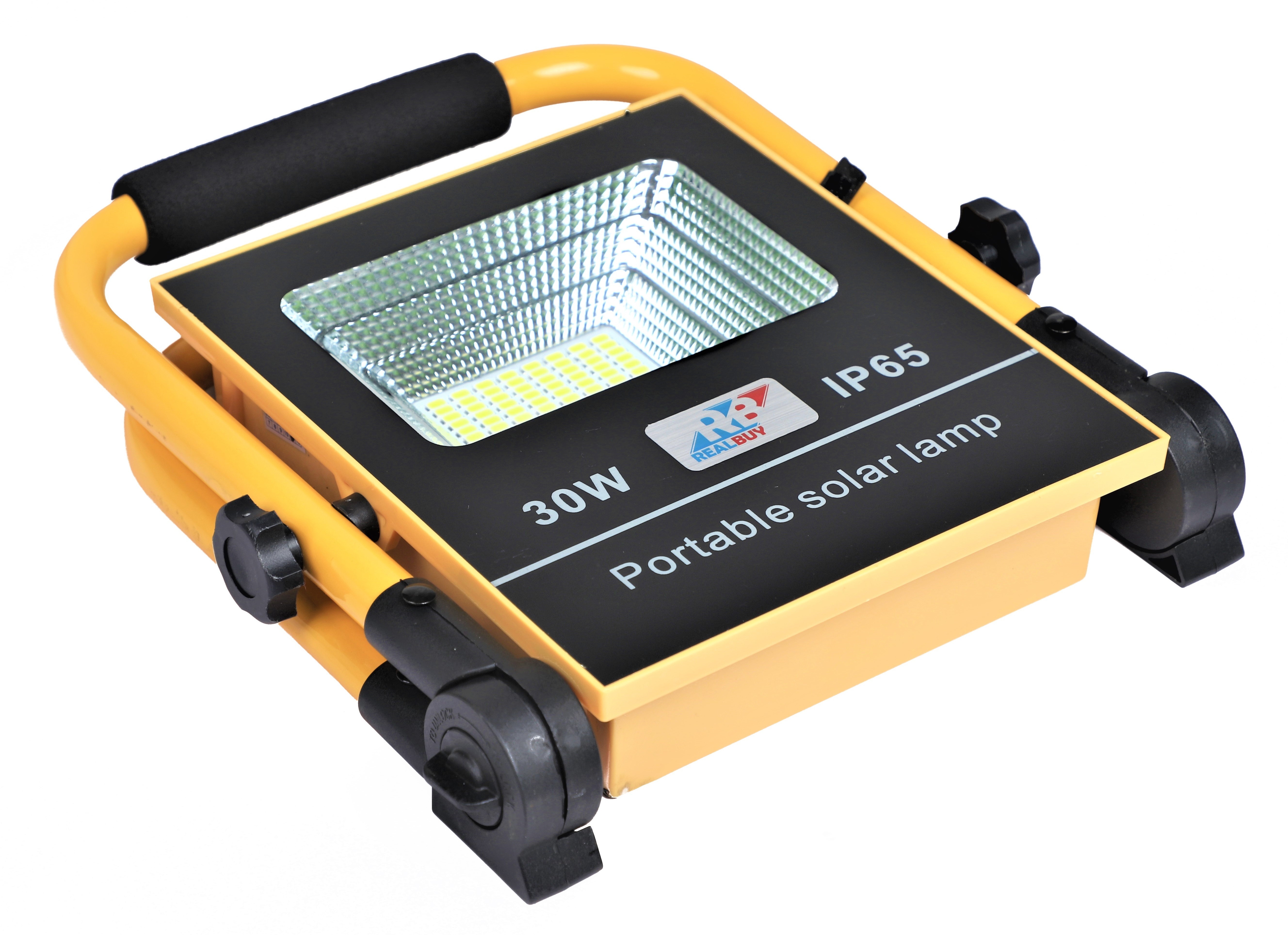 Yellow Rechargeable Solar Led Flood Light 30w With 5000 Mah Lifepo4 Battery (Ip 65)