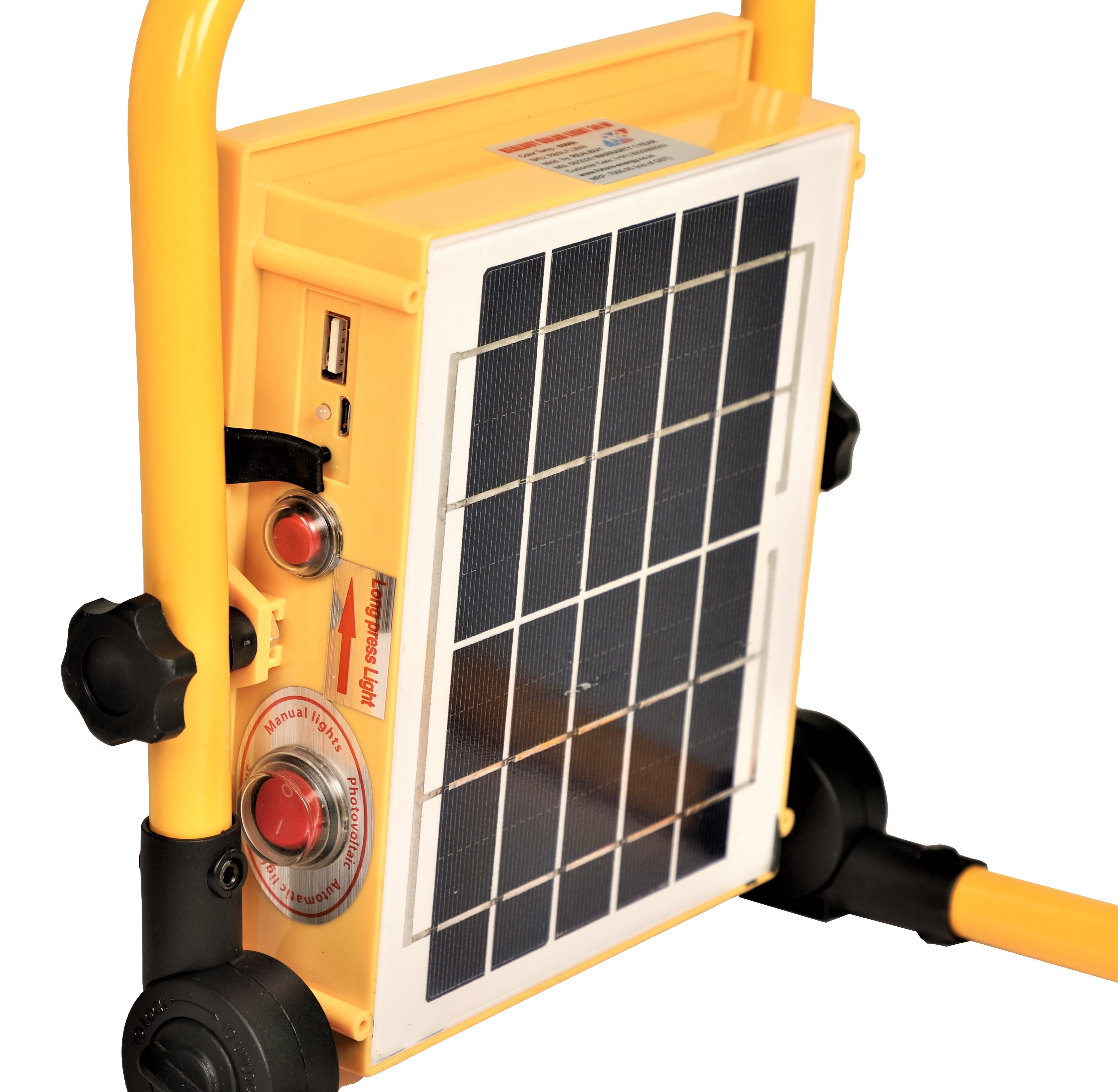 Yellow Rechargeable Solar Led Flood Light 30w With 5000 Mah Lifepo4 Battery (Ip 65)