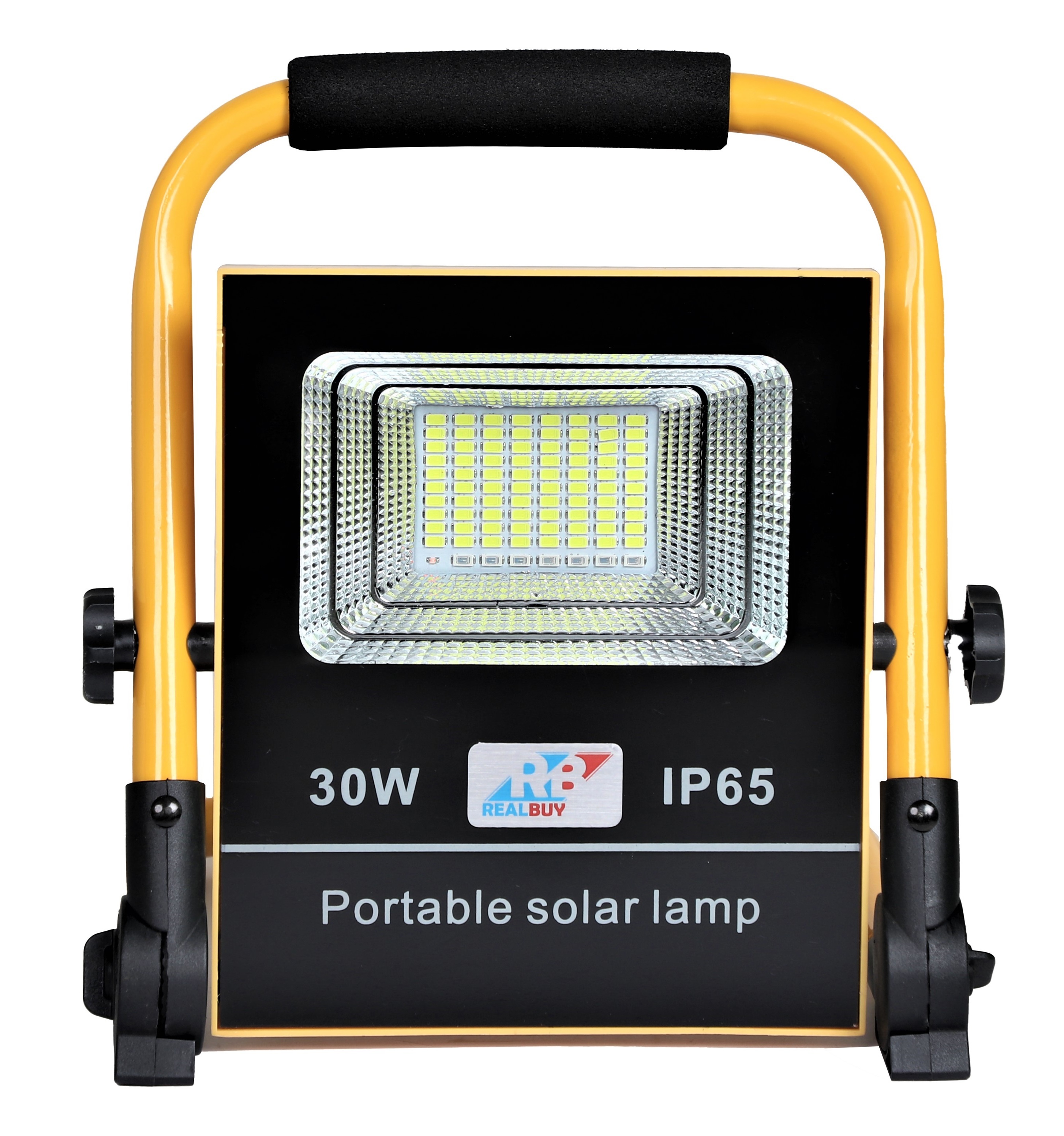 Yellow Rechargeable Solar Led Flood Light 30w With 5000 Mah Lifepo4 Battery (Ip 65)
