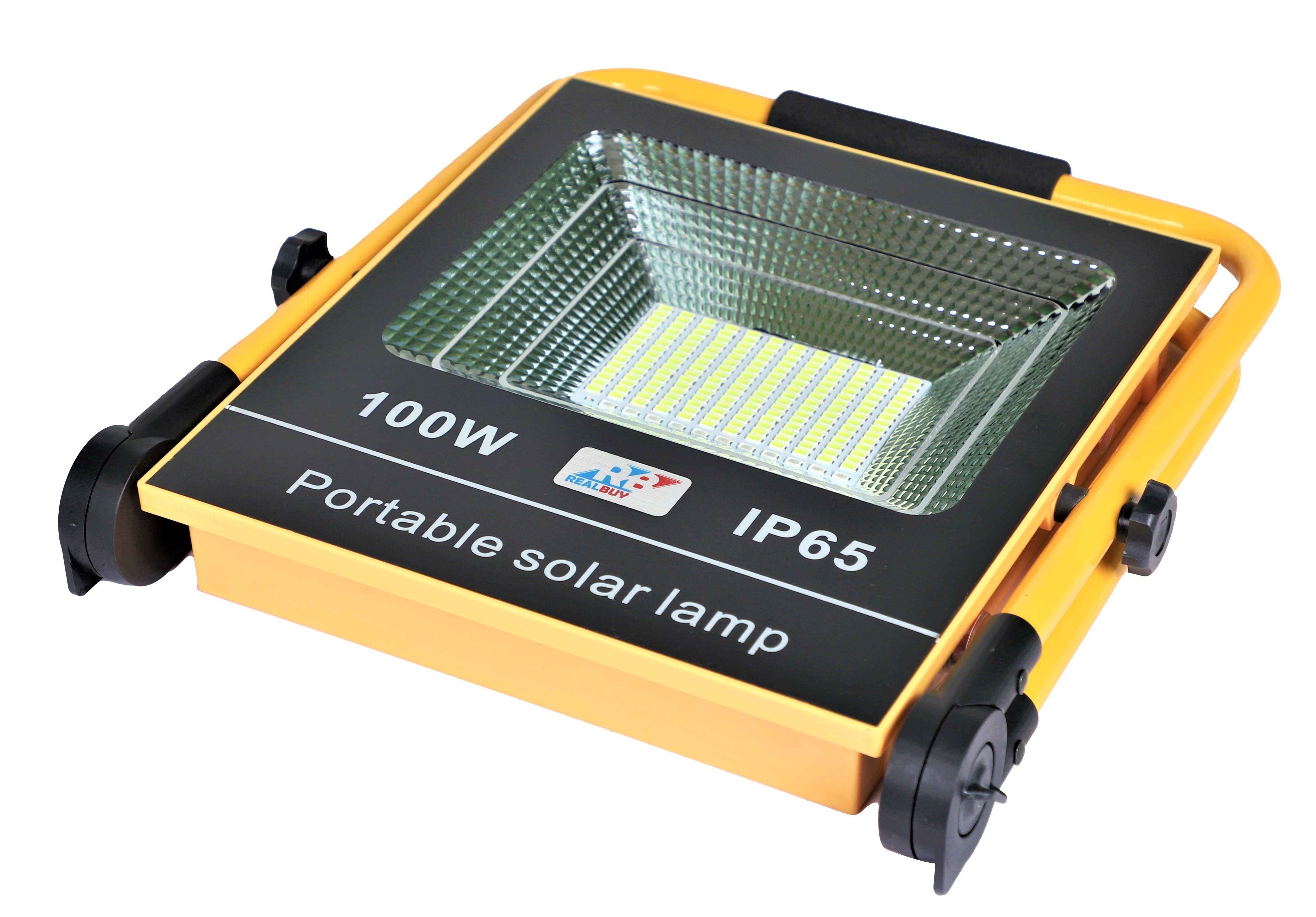 Yellow Realbuy Rechargeable Solar Led Flood Light 100w With 15000 Mah Lifepo4 Battery (Ip 65)