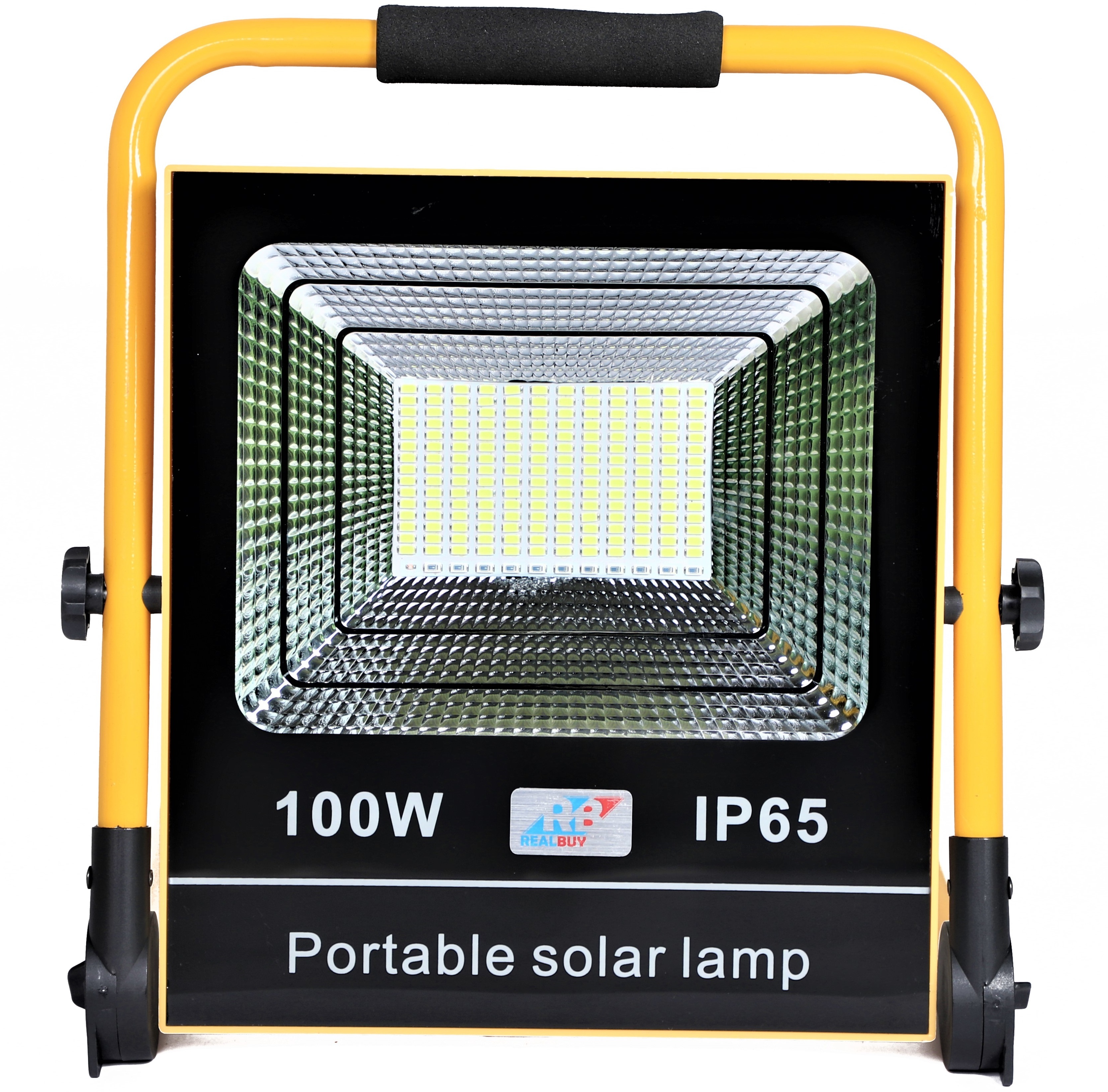 Yellow Realbuy Rechargeable Solar Led Flood Light 100w With 15000 Mah Lifepo4 Battery (Ip 65)