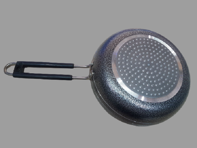 Powder Coated Fry Pan - Black Coated Aluminum, Available In Multiple Sizes | Dishwasher Safe, Toxin-free, Long Cool Handle, Induction Supported