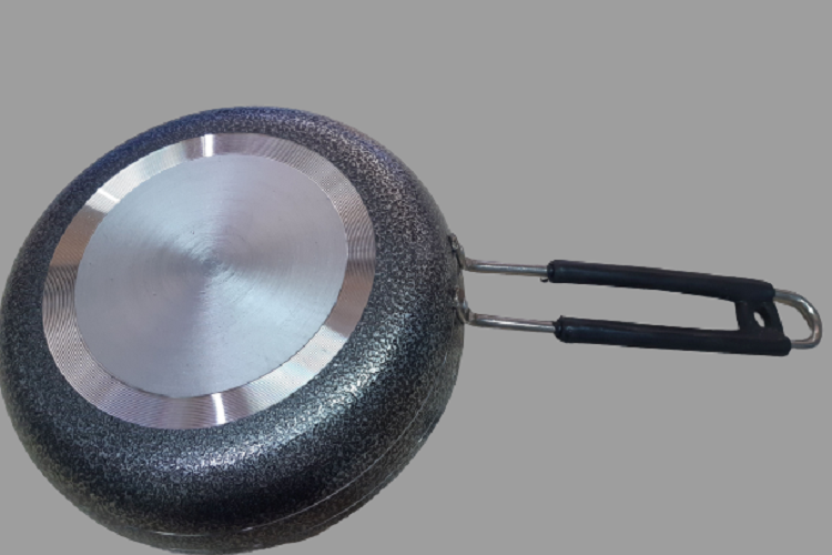 Powder Coated Fry Pan - Black Coated Aluminum, Available In Multiple Sizes | Dishwasher Safe, Toxin-free, Long Cool Handle, Induction Supported