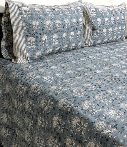 Hand Block Printed Bed Sheet Set - Soft Cotton (210tc), Double Bed Size 90" X 108", Rich Red & Green Colors, Gentle Hand Wash Care Instructions