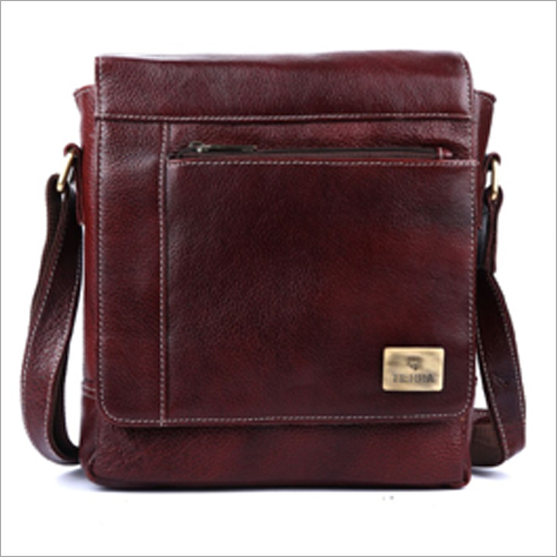 Leather Side Bag - Premium Quality Leather, Various Sizes Available, Brown Color, Unisex Design, Easy To Wash, Elegant Look, High Gloss Finish