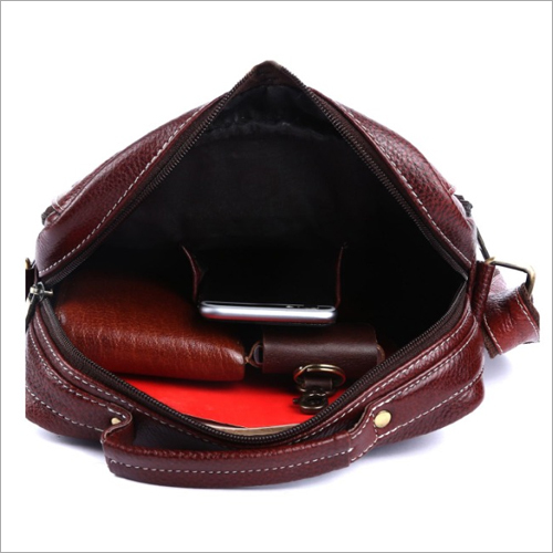 Brown Formal Leather Side Bag
