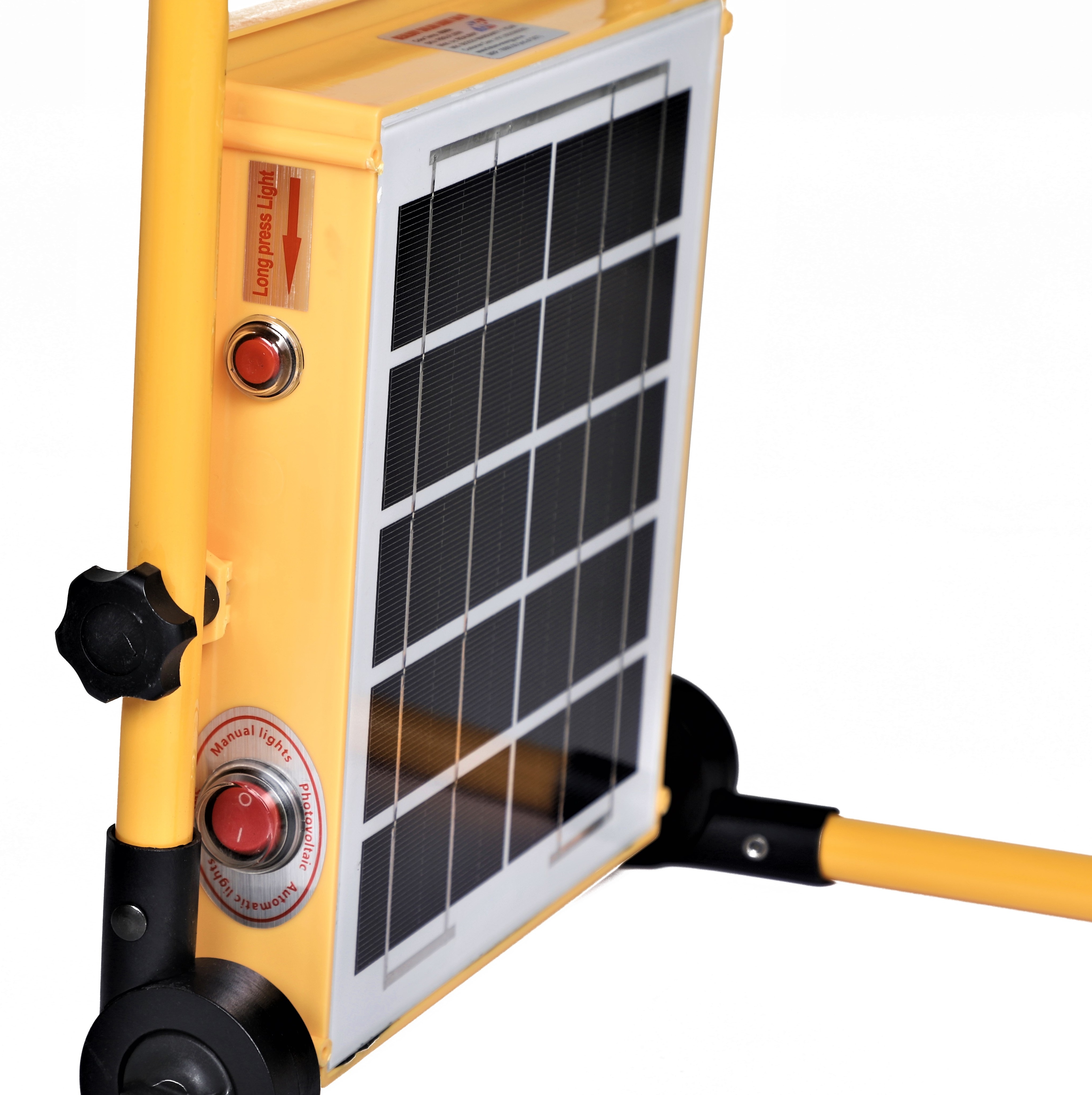 Realbuy Multifunctional 50w Portable Solar Led Flood Light - Abs With Aluminium Stand, 27x30x5.5 Cm, Yellow | 10000 Mah Battery, Automatic Switch Mode, Ip65 Waterproof, 14-hour Backup, Usb Mobile Charging