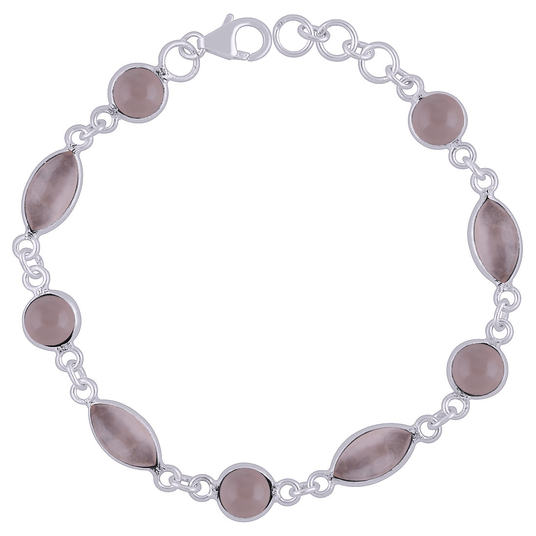 Black Onyx Natural Gemstone 925 Sterling Solid Silver Round/marquise Cabochon Handmade Bracelet Diameter: Length:8 Inch X Width:7 Mm Inch (In)