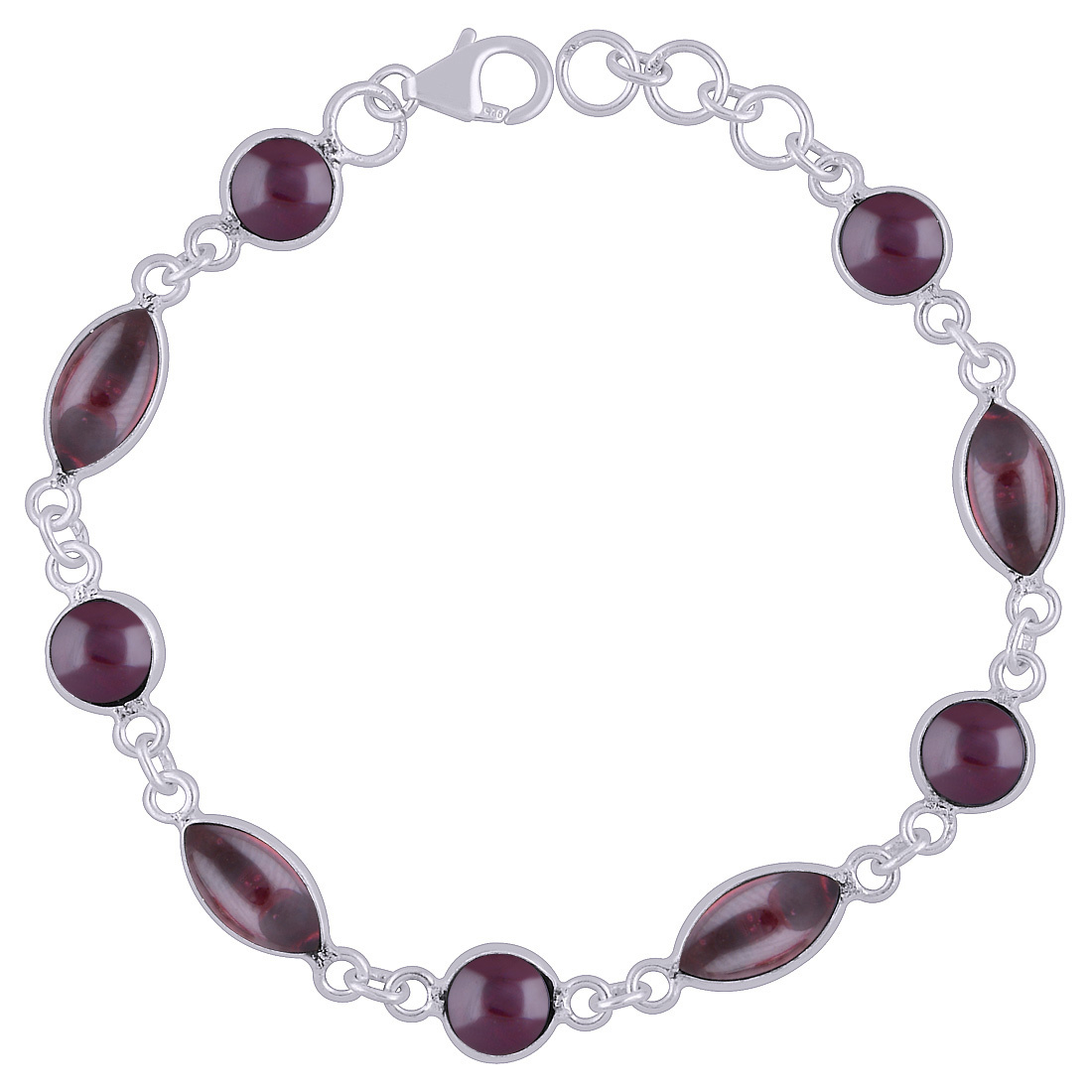 Black Onyx Natural Gemstone 925 Sterling Solid Silver Round/marquise Cabochon Handmade Bracelet Diameter: Length:8 Inch X Width:7 Mm Inch (In)