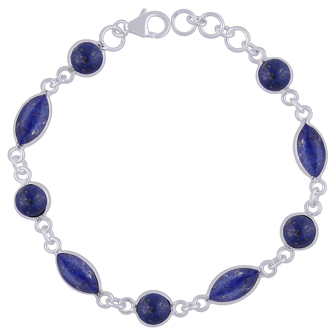 Black Onyx Natural Gemstone 925 Sterling Solid Silver Round/marquise Cabochon Handmade Bracelet Diameter: Length:8 Inch X Width:7 Mm Inch (In)