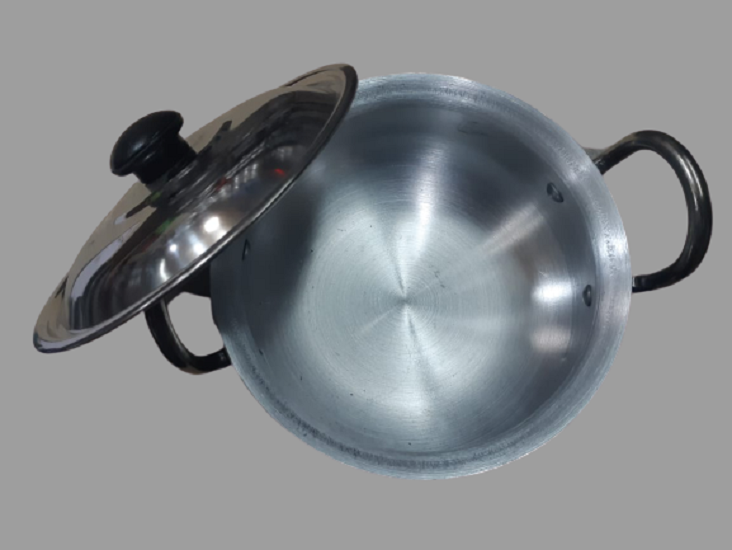 Powder Coating Handi - Black Aluminum With Steel Lid, Round Shape, 5-year Warranty | Induction Supported, Scratch & Crack Proof, Easy To Clean