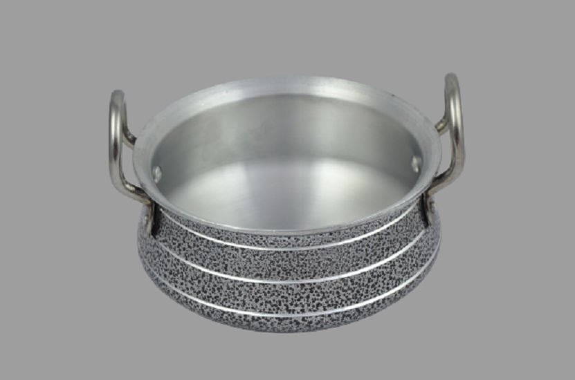 Powder Coating Handi - Black Aluminum With Steel Lid, Round Shape, 5-year Warranty | Induction Supported, Scratch & Crack Proof, Easy To Clean