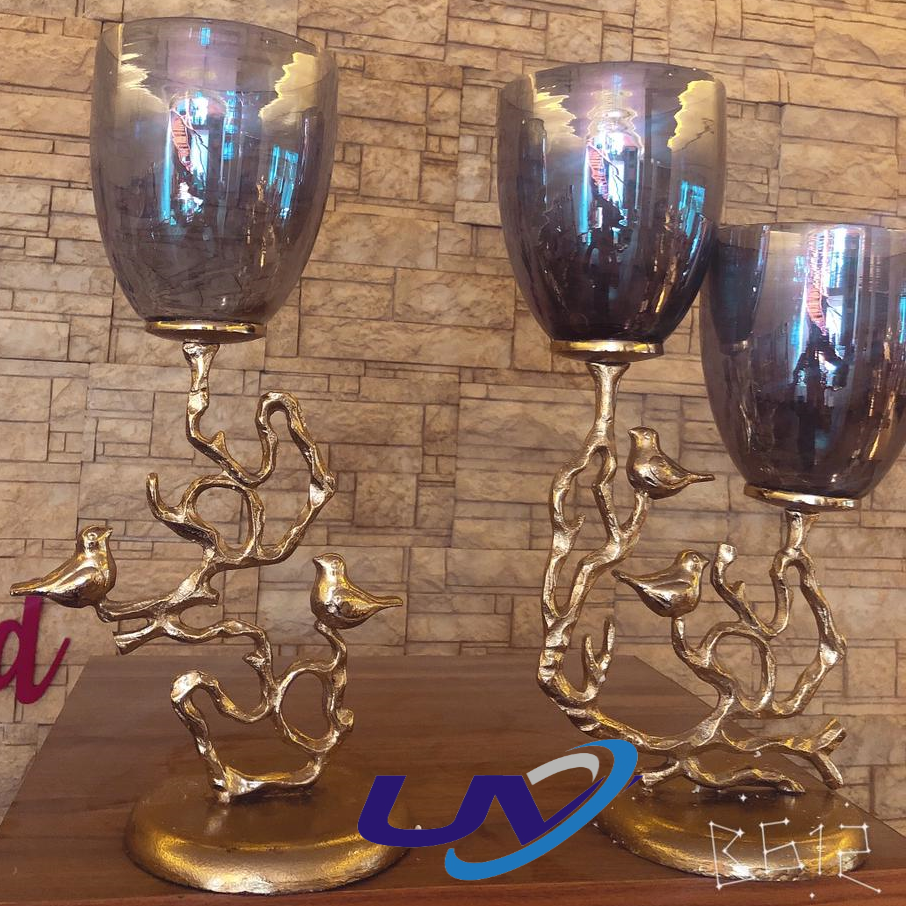 Gold Bird Candle Stand