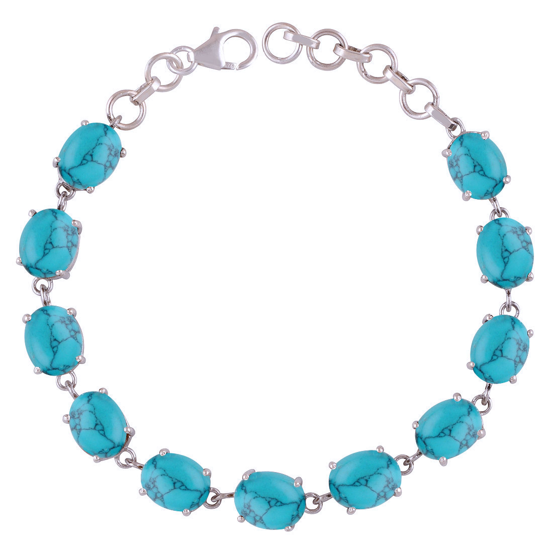 Rose Quartz Natural Gemstone 925 Sterling Solid Silver Oval Cabochon Handmade Bracelet Diameter: Length: 7" Inch Extra Adjustable X Width 8 Mm Inch (In)