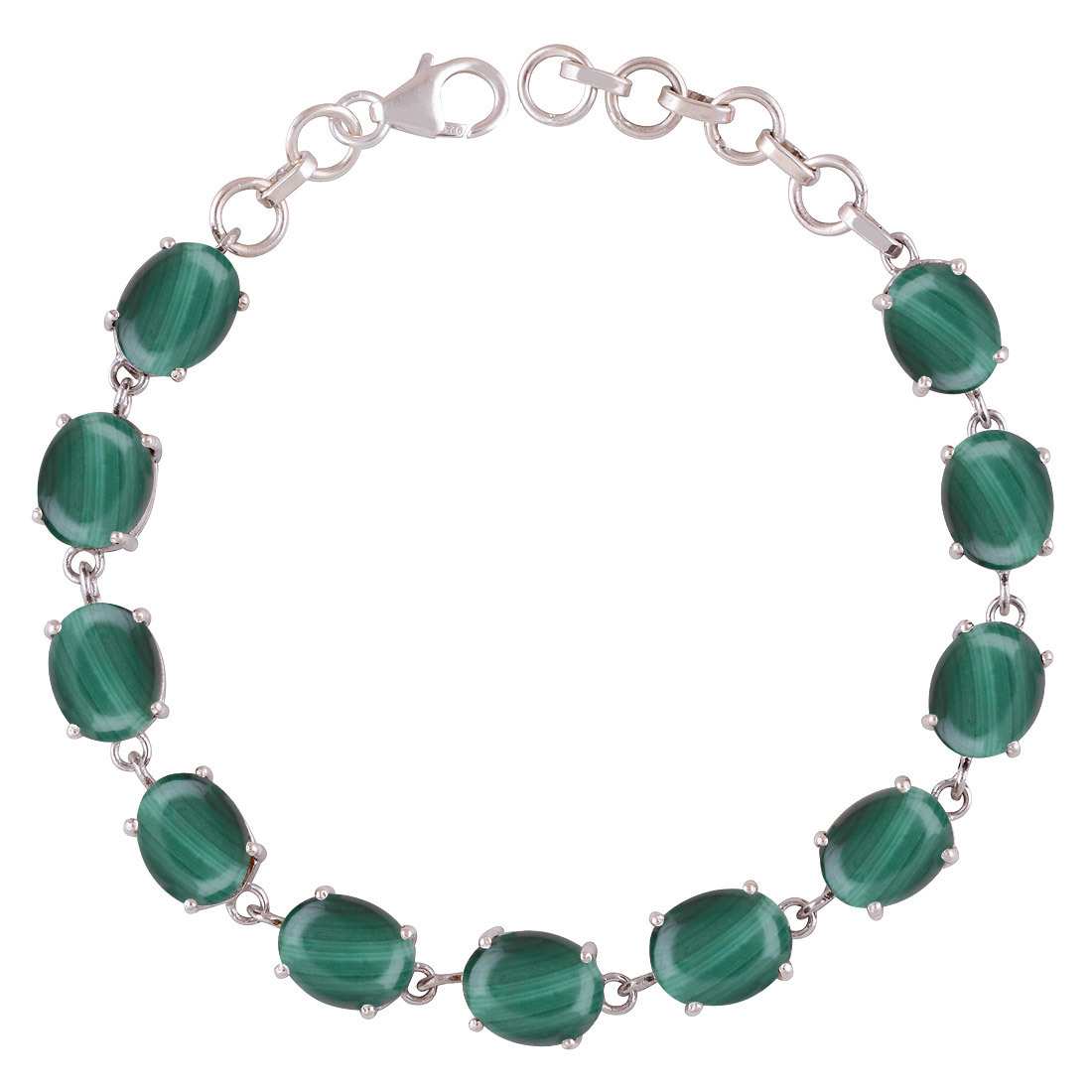 Rose Quartz Natural Gemstone 925 Sterling Solid Silver Oval Cabochon Handmade Bracelet Diameter: Length: 7" Inch Extra Adjustable X Width 8 Mm Inch (In)