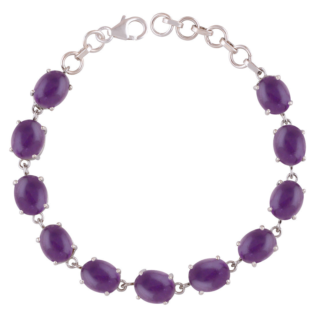 Rose Quartz Natural Gemstone 925 Sterling Solid Silver Oval Cabochon Handmade Bracelet Diameter: Length: 7" Inch Extra Adjustable X Width 8 Mm Inch (In)