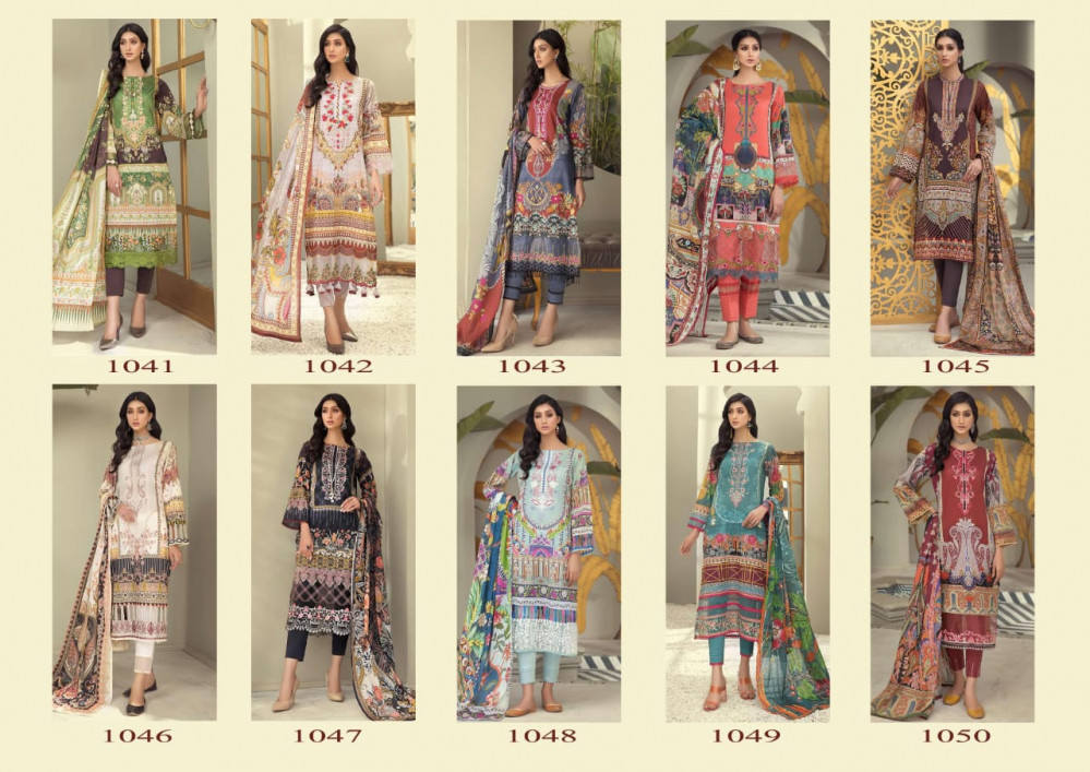 Agha Noor Vol 4 - Lawn Cotton Top (2.40mtr), Lawn Cotton Bottom (2mtr), Pure Mal Mal Lawn Printed Dupatta (2.25mtr) | Full Sleeves, Multi Color, Casual Dress Material, Printed Pattern, Summer Season