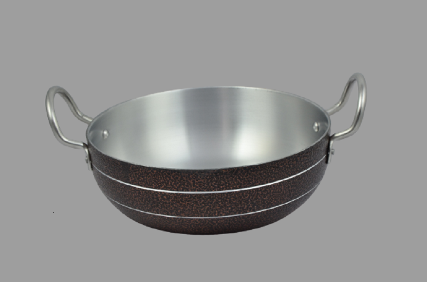 Powder Coating Kadai - Aluminum Black Powder Coated, 2 To 4 No. Size Approx. Weight 1.850gm | Induction Supported (Optional), Anti-corrosive Finish, 5-year Warranty